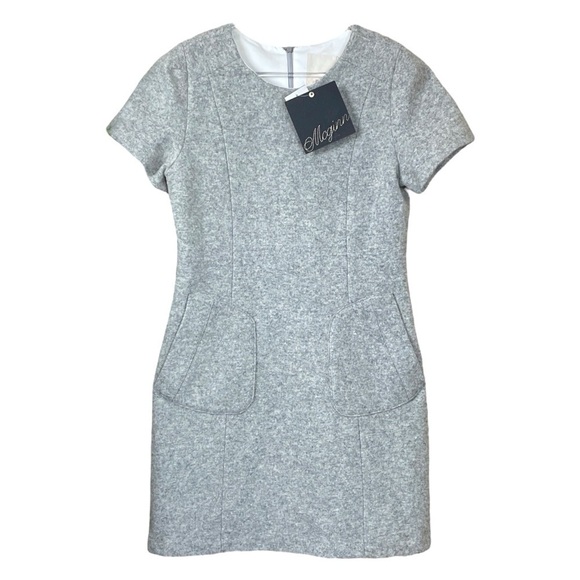 New Mcginn $295 Wool Blend Pocketed Cocktail Mini Dress Heathered Gray Size 4 - Picture 1 of 10